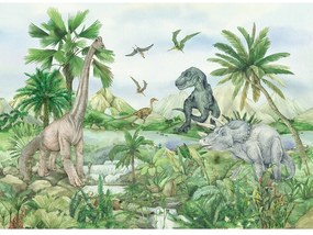 Gyerek fotótapéta Colourful Dino 252 x 182 cm, 4részes