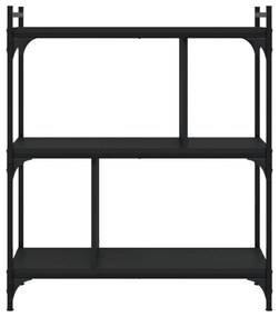3 szintes fekete szerelt fa könyvespolc 76 x 32 x 88 cm
