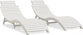 vidaXL 2 db fehér tömör akácfa napágy 184 x 55 x 64 cm