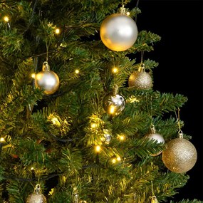 csuklópántos műkarácsonyfa 150 LED-del és gömbökkel 120 cm