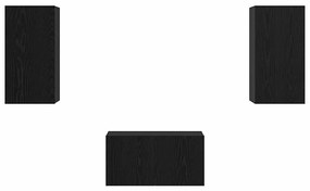 TV szekrény garnitúra 3 pcs Musta tammi 60 x 30 x 30 cm Faanyag