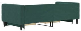 sötétzöld kihúzható bársony heverő fiókkal 90 x 200 cm