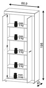 Kétajtós szekrény Oldwood/Beton Színben. LUNA2