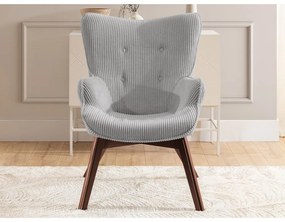 Szürke kordbársony fotel Niko – Ropez