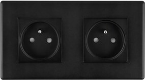 Kontakt Elektromos Aljzat Műanyag Keret Matt FI60 Dupla 2x1 Fekete