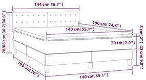 kék szövet rugós és LED-es ágy matraccal 140x190 cm