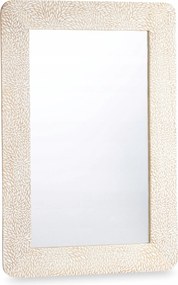 Függő Fali Tükör Nagy Téglalap Alakú Fa Fehér Keret 60 x 90 cm