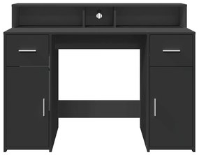 fekete szerelt fa íróasztal LED-világítással 120 x 55 x 91 cm