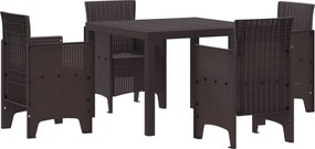 vidaXL Kert étkező szett 5 pcs Barna Polipropilén