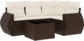 vidaXL 5 részes barna polyrattan kerti ülőgarnitúra párnával