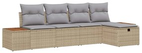 vidaXL Kerti Kanapé Szett párnával 5 pcs Bézs Poli rattan