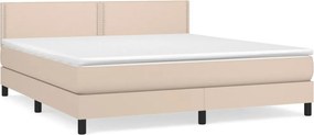vidaXL cappuccino színű műbőr rugós ágy matraccal 180 x 200 cm