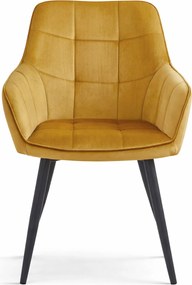 Étkezőszék VARSI VELVET fekete lábakkal, mustárszínű