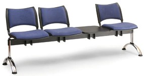 Kárpitozott pad SMART, 3 üléses + asztal - króm lábak, szürke