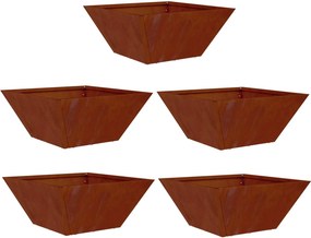 vidaXL Kerti cserép 5 pcs Rozsdás 35 x 35 x 15 cm Időjárásálló acél