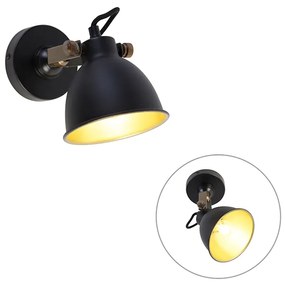 Ipari fali lámpa fekete, arany állítható - Liko
