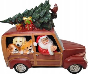 LED-es karácsonyi figura-Télapó az autóban