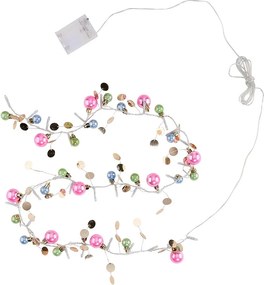 JOLLY LIGHTS LED égősor gömbdíszekkel és USB kábellel, rózsaszín-kék-zöld