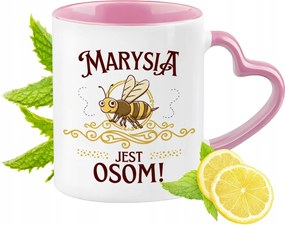 Marika bögre rózsaszín, szív alakú füllel Kávés Ajándék