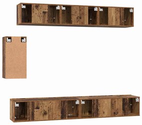 TV szekrény garnitúra 6 pcs Régi fa 100 x 30 x 30 cm Faanyag