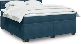 vidaXL kék bársony rugós ágy matraccal 200x200 cm
