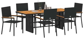 Kert étkező szett 7 pcs Fekete és Barna 190 x 80 x 75 cm