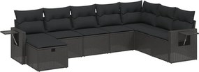 vidaXL 8 részes fekete polyrattan kerti ülőgarnitúra párnákkal