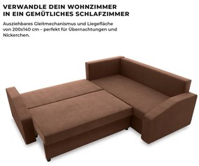 Grande Plus sarokkanapé, jobboldali, szövet anyag, barna