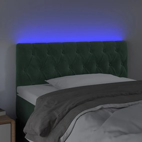 sötétzöld bársony LED-es fejtámla 90 x 7 x 78/88 cm