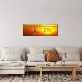 Naplemente egy jachttal képe (órával) (90x30 cm)