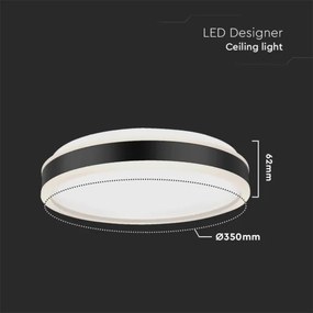 LED Mennyezeti lámpa LED/18W/230V 4000K átm. 35 cm fekete