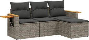 vidaXL 4 részes szürke polyrattan kerti ülőgarnitúra párnákkal