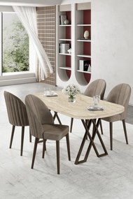 Kaye étkezőgarnitúra, travertin-cappuccino, 168 cm – TR240CHR2825