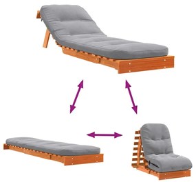 viaszbarna tömör fenyőfa futon kanapéágy matraccal 60x206x11 cm