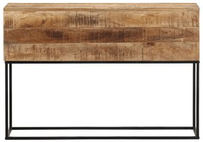 tömör nyers mangófa és vas tálalóasztal 110 x 30 x 75 cm