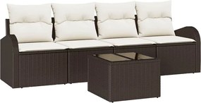 vidaXL Kerti Kanapé Szett Barna 55 x 55 x 37 cm polirattan