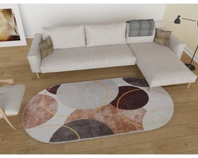 Barna-krémszínű mosható szőnyeg 60x100 cm Oval – Vitaus