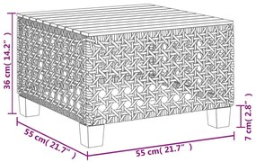 bézs polyrattan és akácfa kerti asztal 55 x 55 x 36 cm