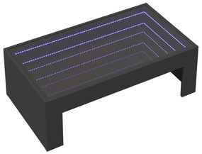 Fekete végtelen hatású LED-es dohányzóasztal 90 x 50 x 30 cm