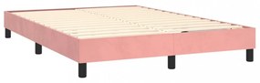 rózsaszín bársony rugós ágykeret 140 x 190 cm