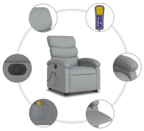 világosszürke szövet dönthető elektromos álló masszázsfotel