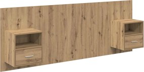 vidaXL Fejtámla Szekrénnyel fiókkal 3 pcs Artisan tölgy Faanyag