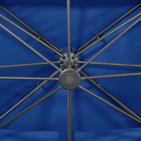 azúrkék dupla tetejű konzolos napernyő 400 x 300 cm