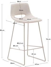 Bézs bárszék (ülésmagasság 76 cm) Zahara – Kave Home