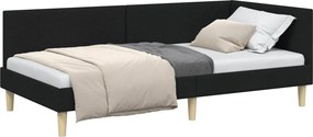 vidaXL Sarokágy keret Fekete 80 cm x 200 cm Szövet és Plywood