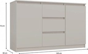 2D4S 120 komód 2 ajtó + 3 fiók, kasmír