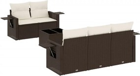 vidaXL 6 részes barna polyrattan kerti ülőgarnitúra párnával