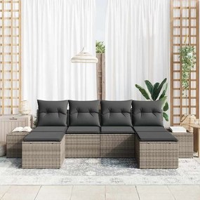 Kerti Kanapé Szett 6 pcs Szürke 184 x 62 x 85 cm Poli rattan