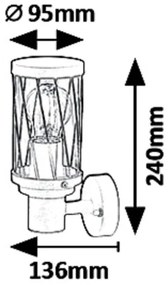 Rabalux 8888 - Kültéri fali lámpa  BUDAPEST 1xE27/40W/230V IP44