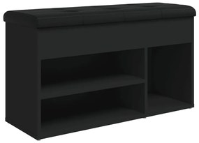 fekete szerelt fa cipőtároló pad 82 x 32 x 45,5 cm